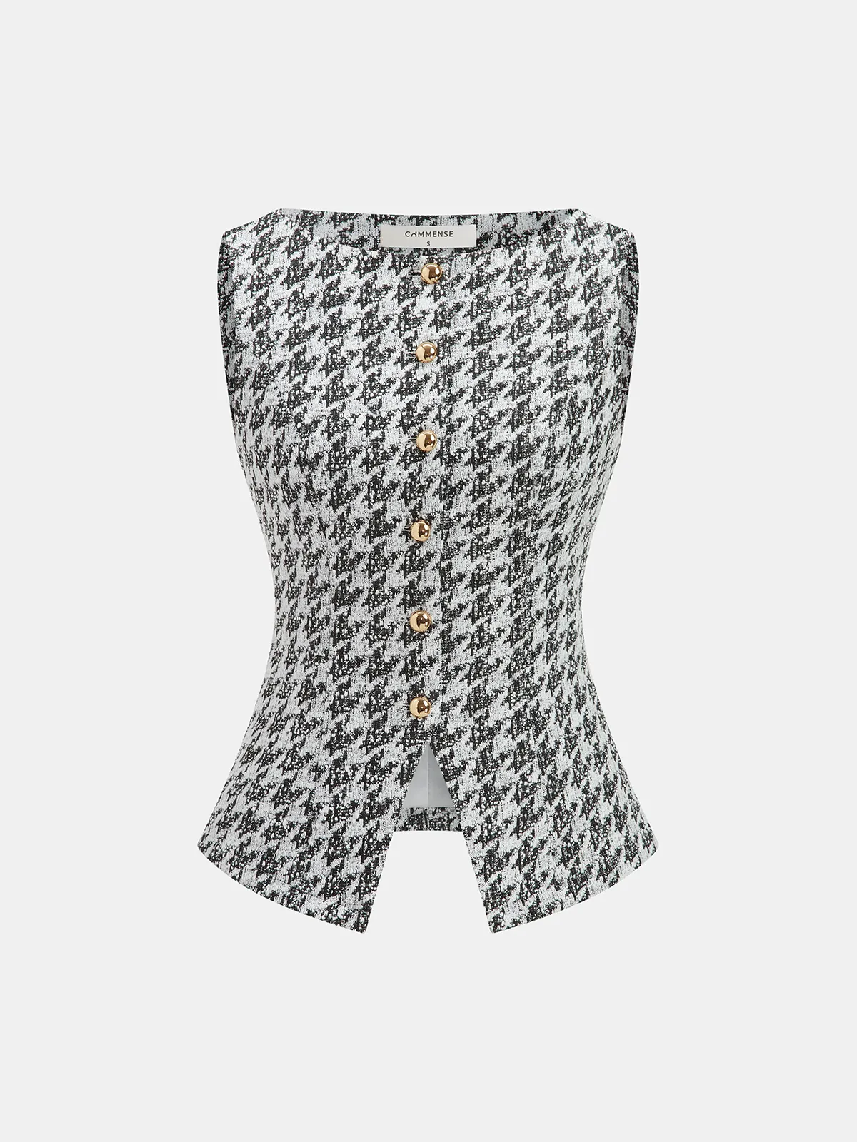 Metal Button Houndstooth Vest & Mini Skirt Set sold by COMMENSE product image thumbnail 2
