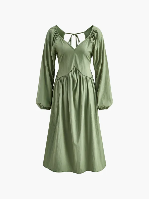 Loose Pleated Tie Back Dress sold by COMMENSE