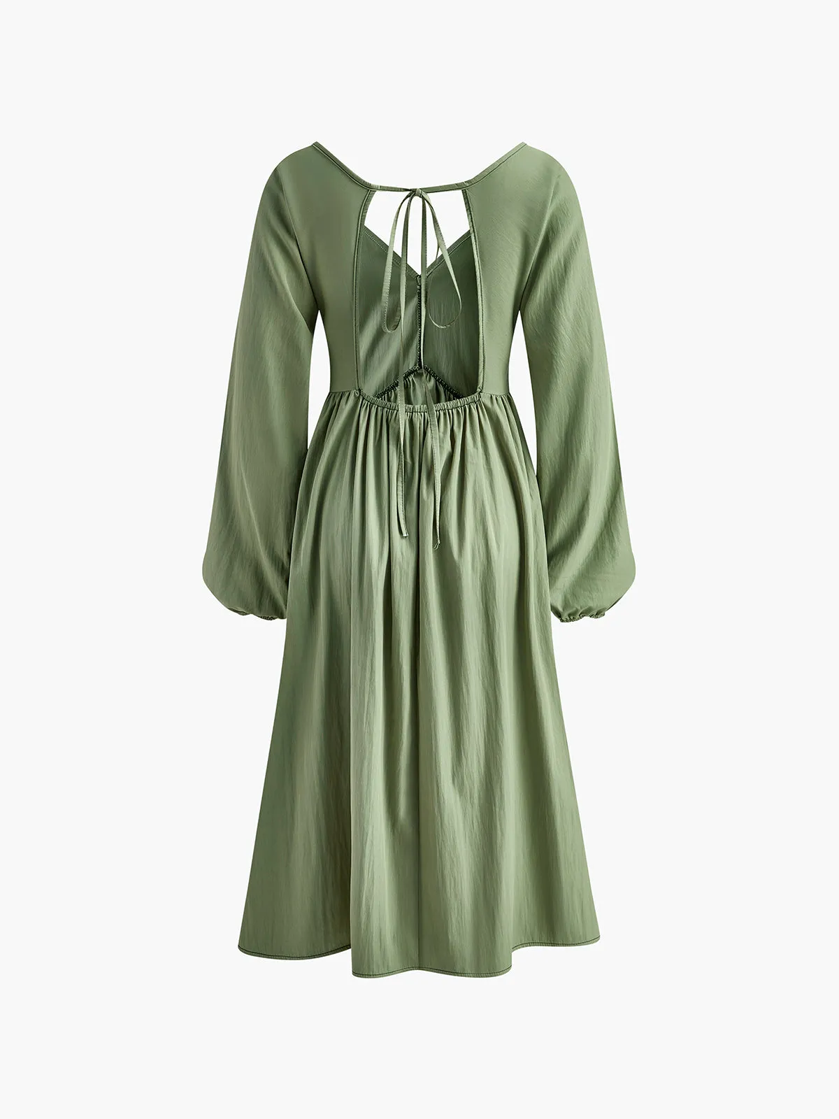 Loose Pleated Tie Back Dress sold by COMMENSE product image thumbnail 4