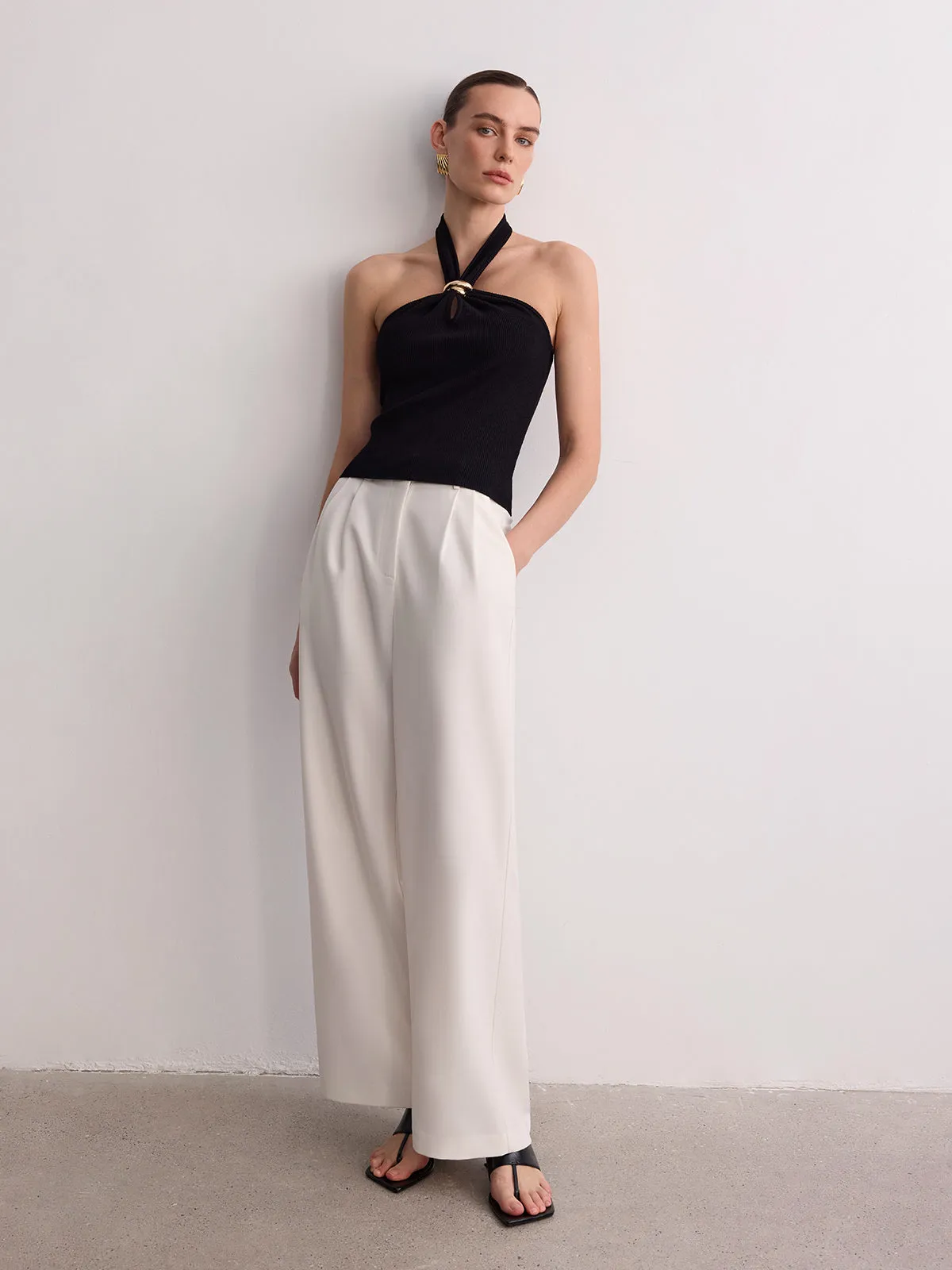 Ring Detail Ribbed Knit Halter Top sold by COMMENSE product image thumbnail 4