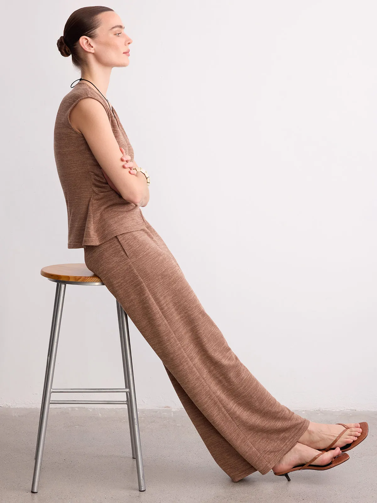 Wrap-Front Sleeveless Knit Top & Pants Set sold by COMMENSE product image thumbnail 3