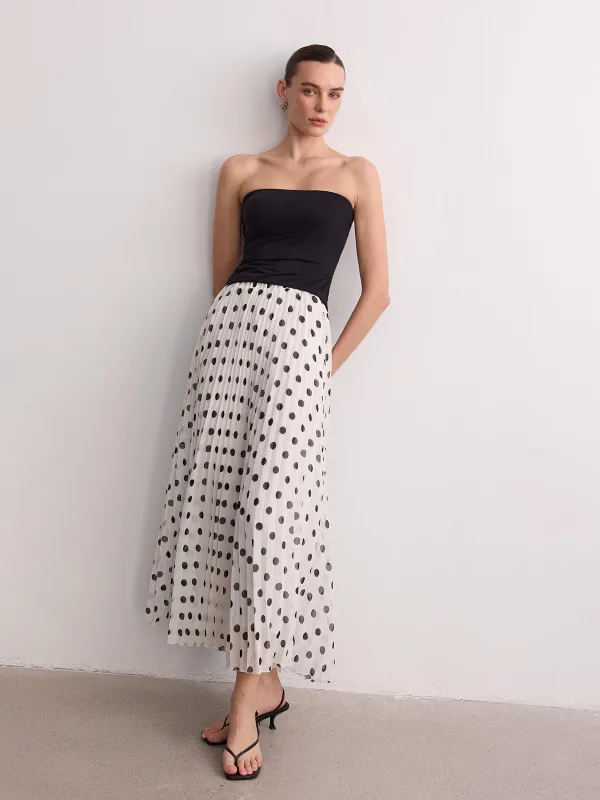 Pleated Polka Dot Maxi Skirt made by COMMENSE