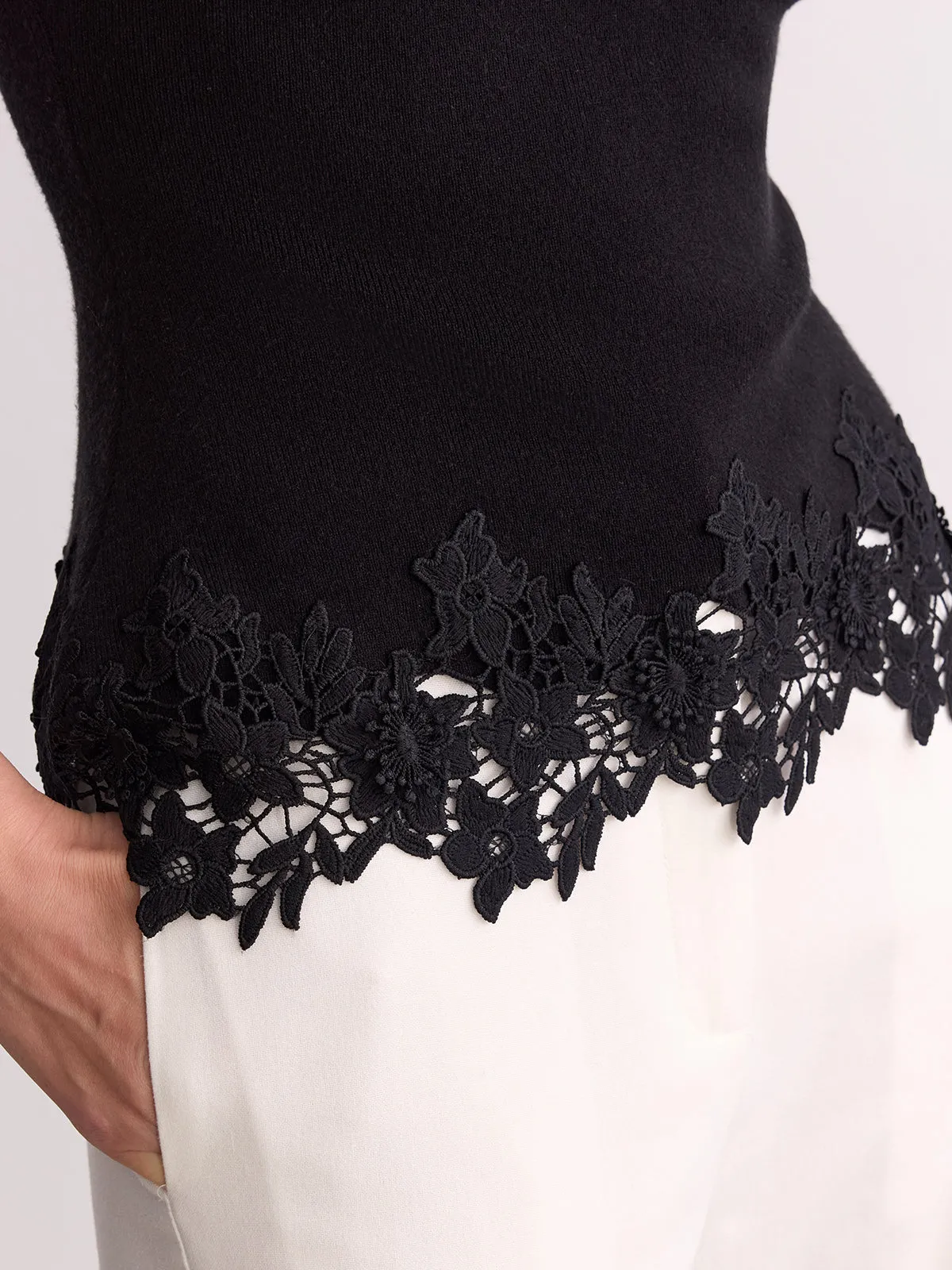 Sleeveless Lace Hem Knit Vest sold by COMMENSE product image thumbnail 5