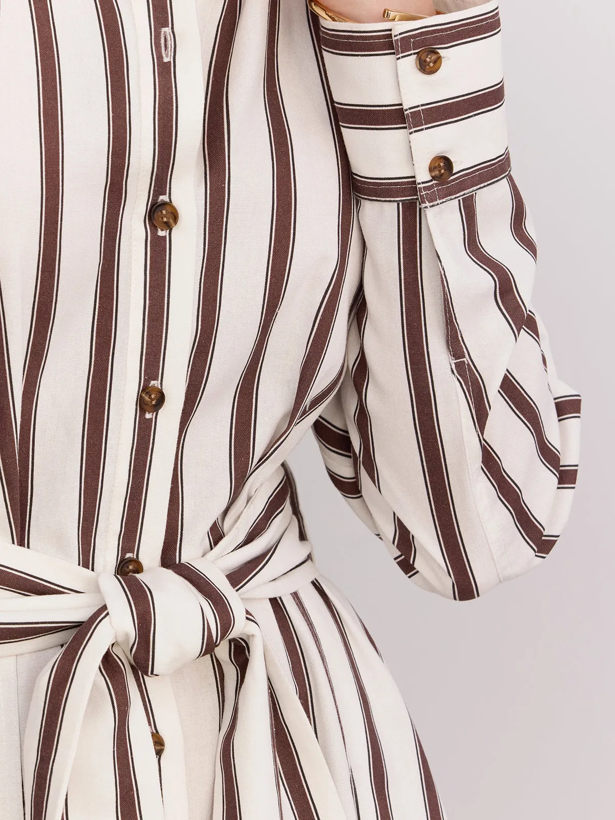 Belted Striped Shirt Dress sold by COMMENSE product image thumbnail 5