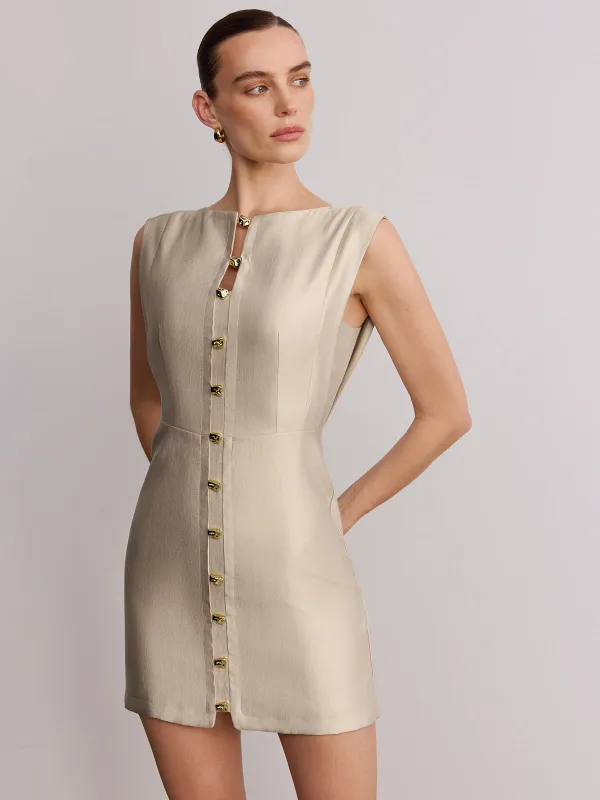 Metal Detail Sleeveless Mini Dress made by COMMENSE