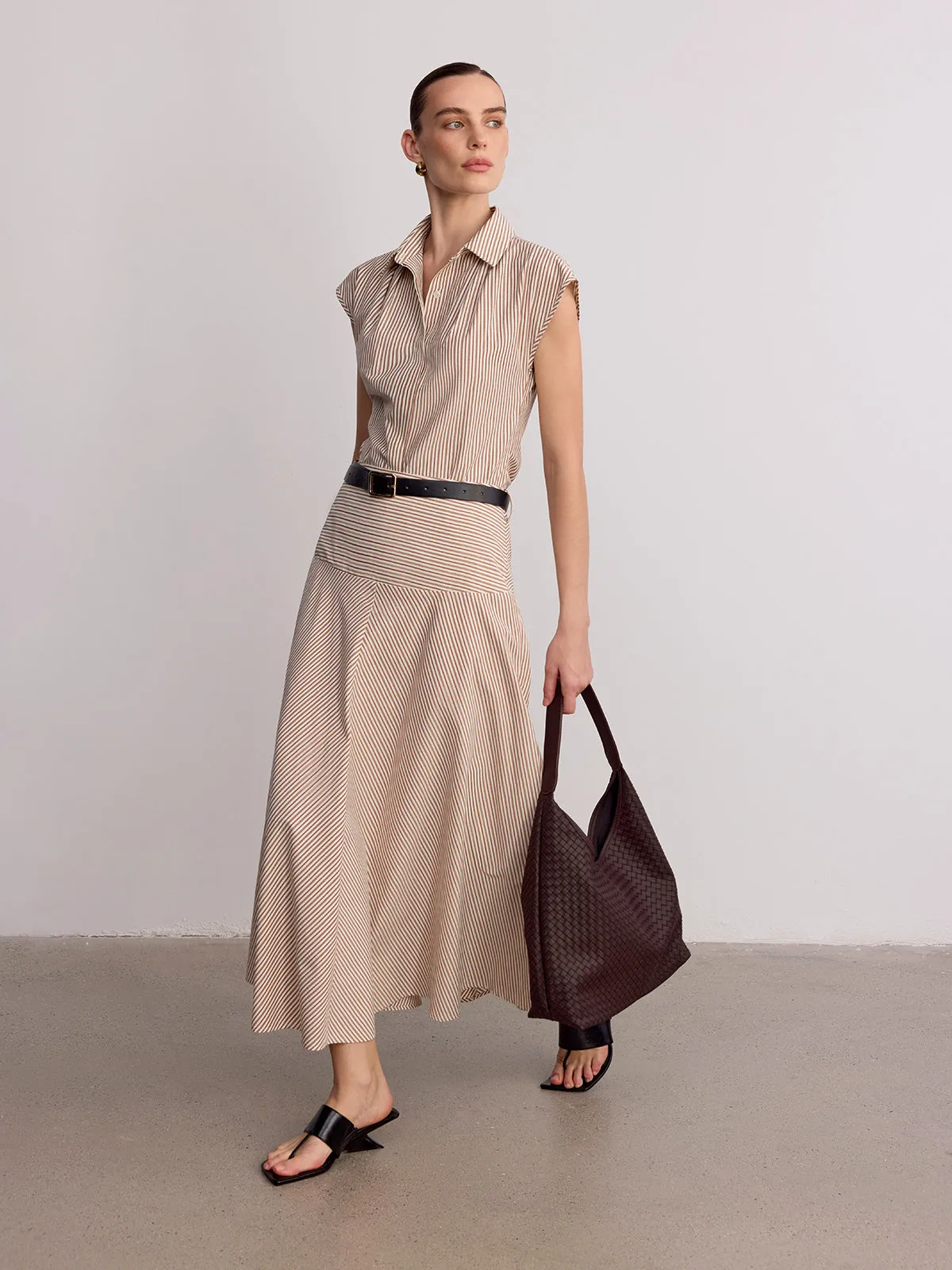 Sleeveless Striped Shirt & Maxi Skirt Set sold by COMMENSE product image thumbnail 2