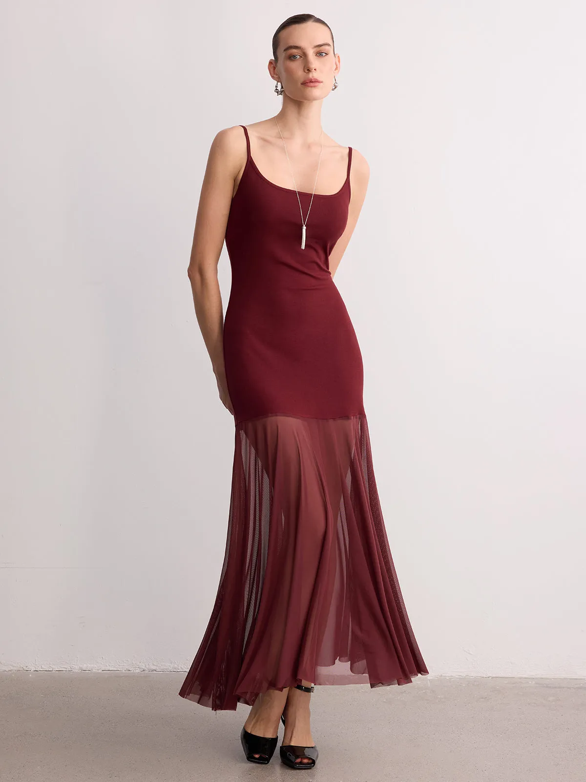 Sheer Hem Cami Maxi Dress sold by COMMENSE