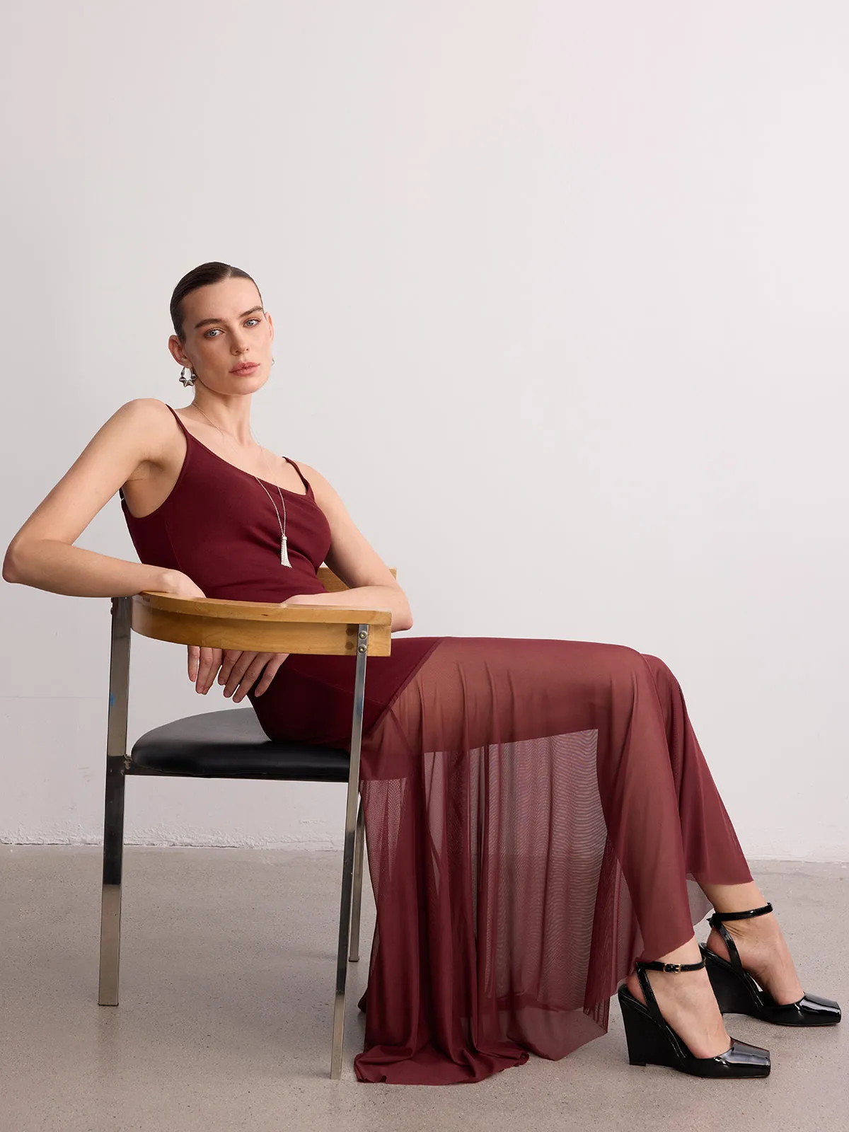 Sheer Hem Cami Maxi Dress sold by COMMENSE product image thumbnail 2