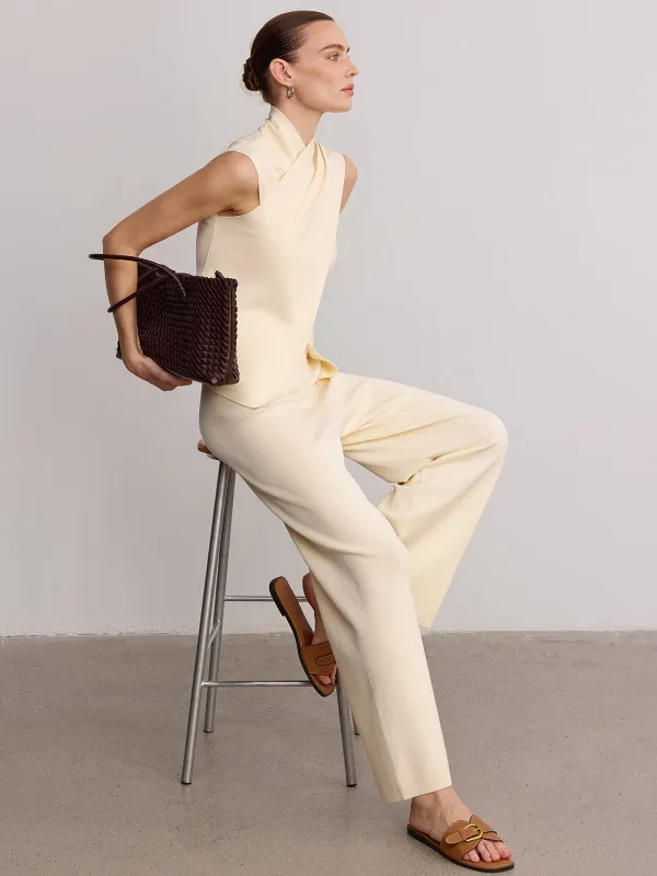 Cross Neck Sleeveless Top & Pants Set made by COMMENSE