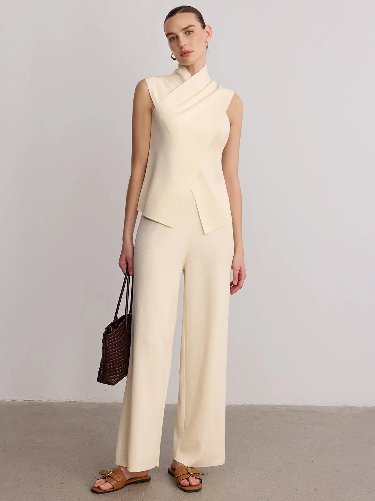 Cross Neck Sleeveless Top & Pants Set sold by COMMENSE product image thumbnail 2