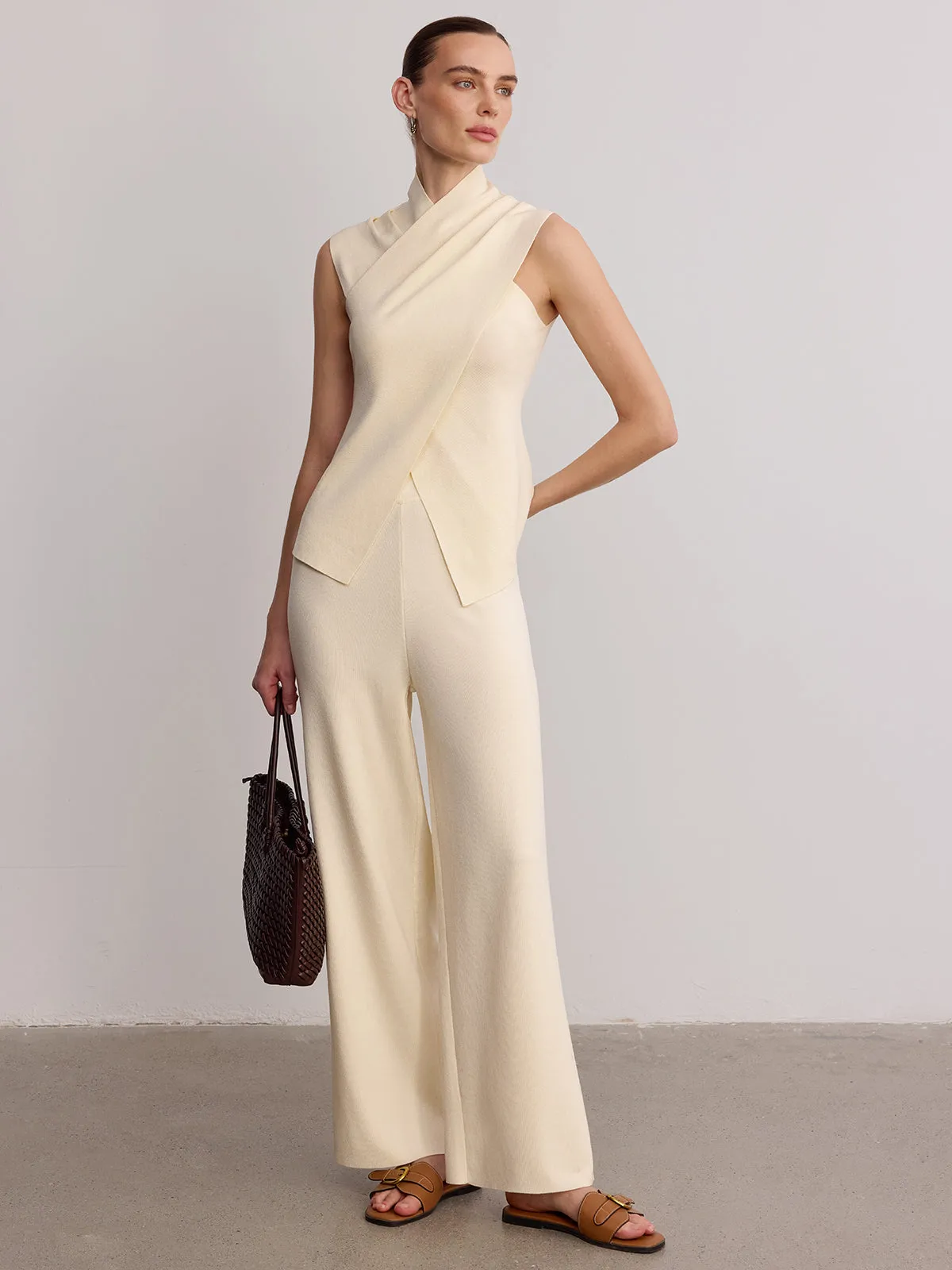 Cross Neck Sleeveless Top & Pants Set sold by COMMENSE product image thumbnail 3