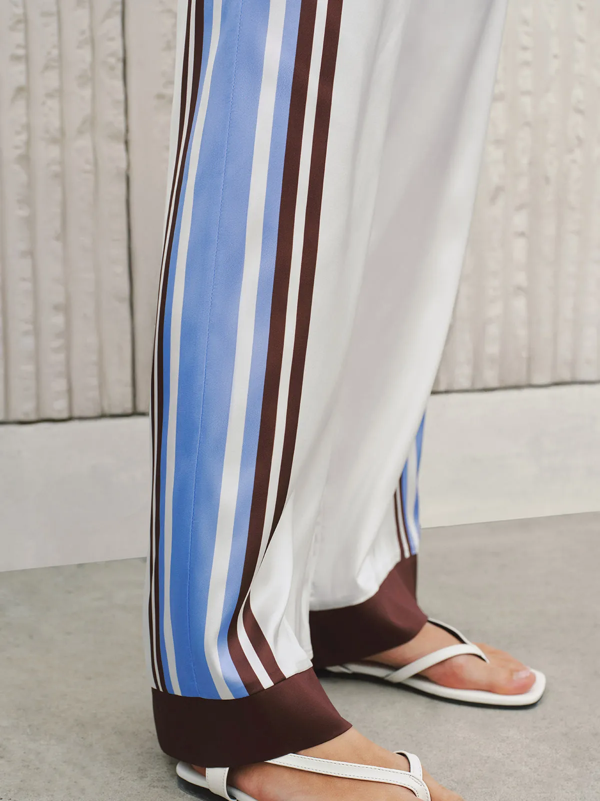 Side Stripe Satin Wide-Leg Pants sold by COMMENSE product image thumbnail 5