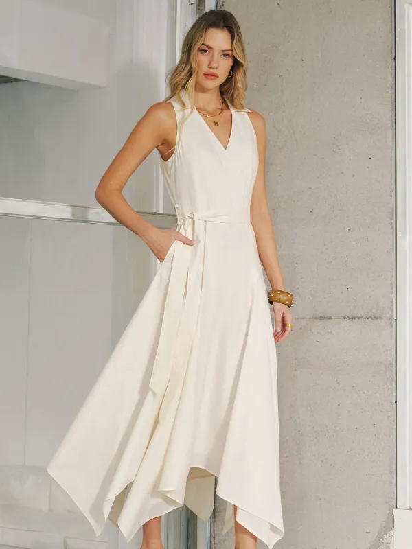 Pocket Detail Sleeveless Belted Maxi Dress made by COMMENSE