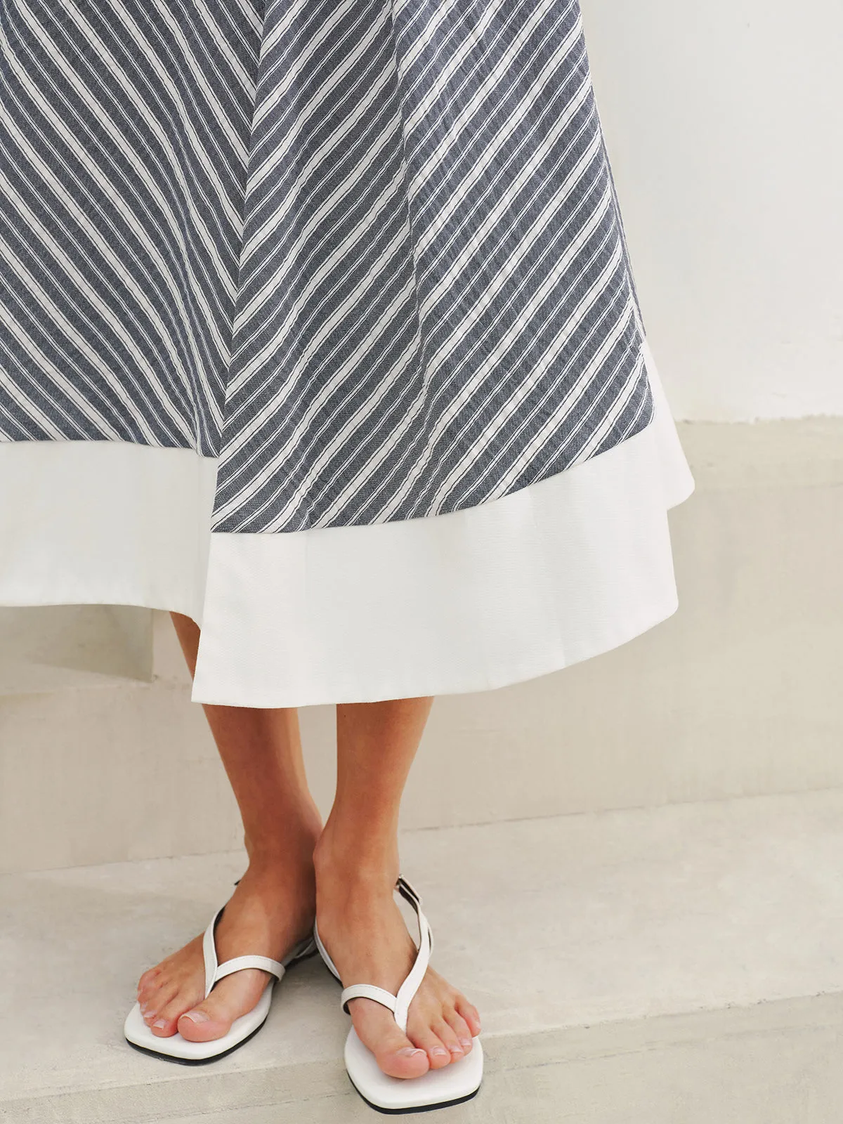 Pocket Detail Striped Midi Skirt sold by COMMENSE product image thumbnail 4