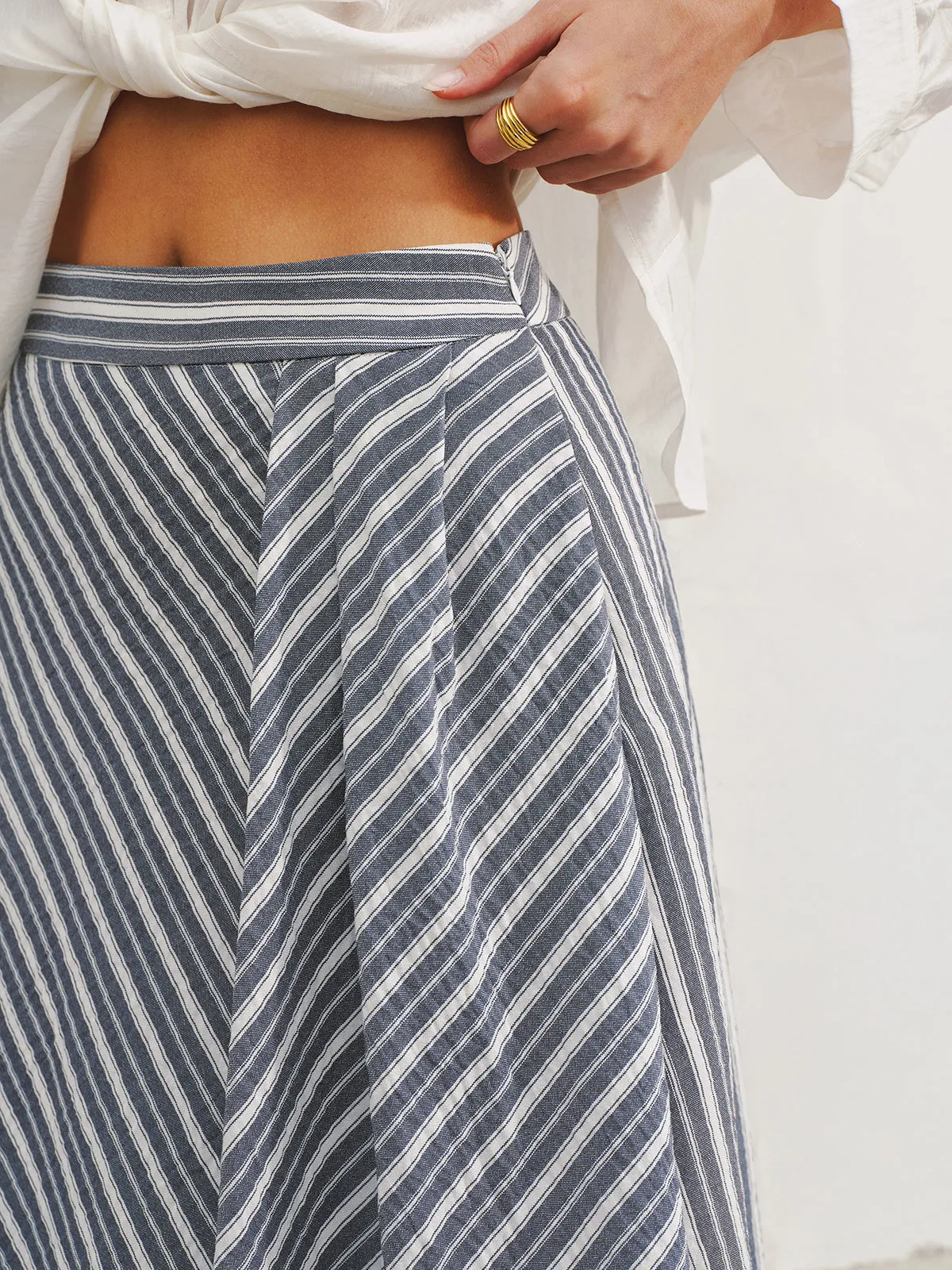 Pocket Detail Striped Midi Skirt sold by COMMENSE product image thumbnail 5