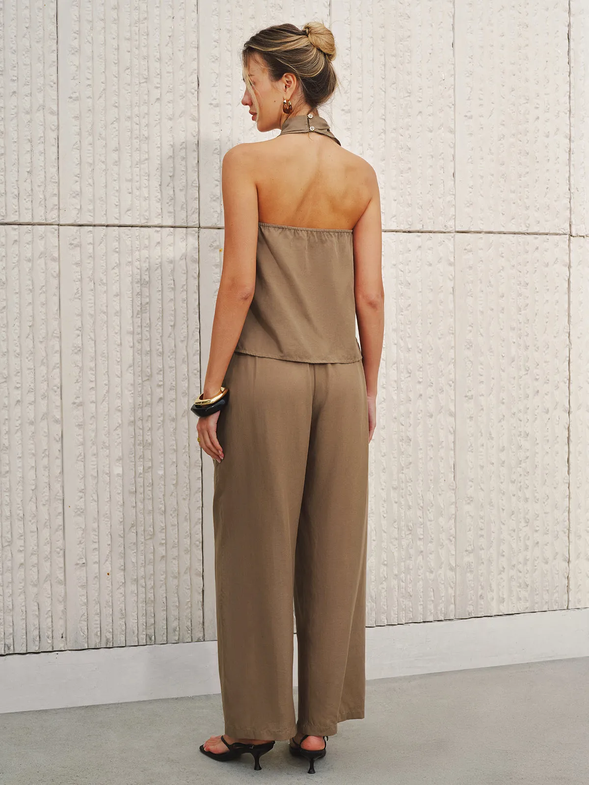 Halter Neck Top & Wide Leg Pants Set sold by COMMENSE product image thumbnail 5