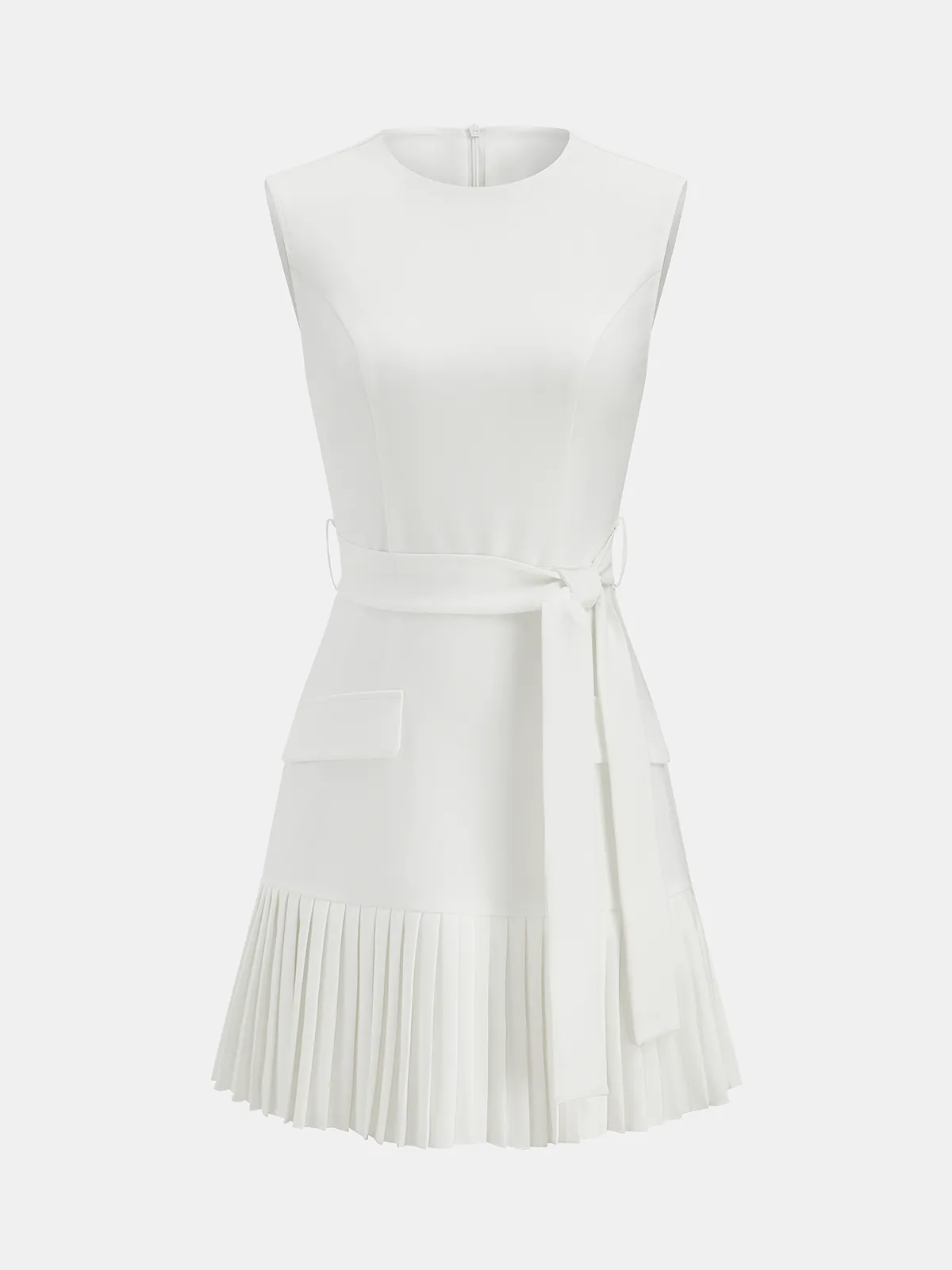 Sleeveless Belted Pleated Hem Mini Dress sold by COMMENSE product image thumbnail 2