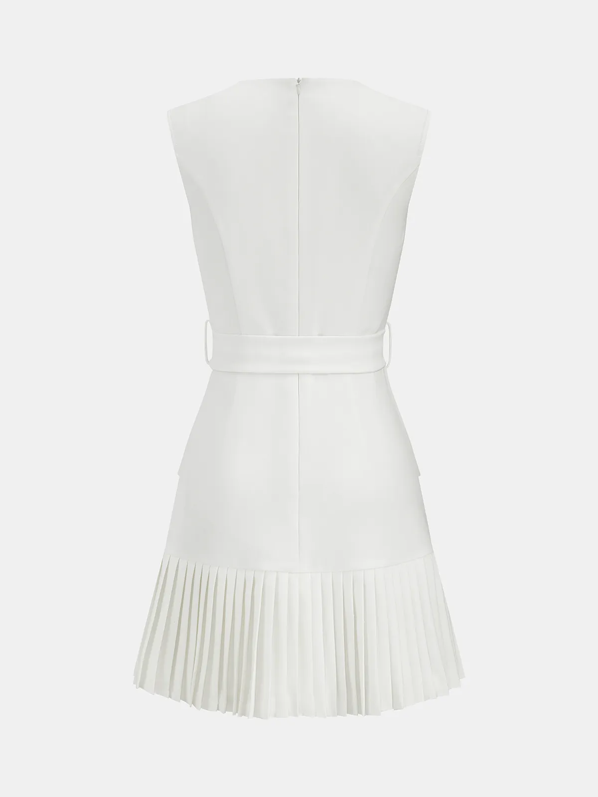 Sleeveless Belted Pleated Hem Mini Dress sold by COMMENSE product image thumbnail 3