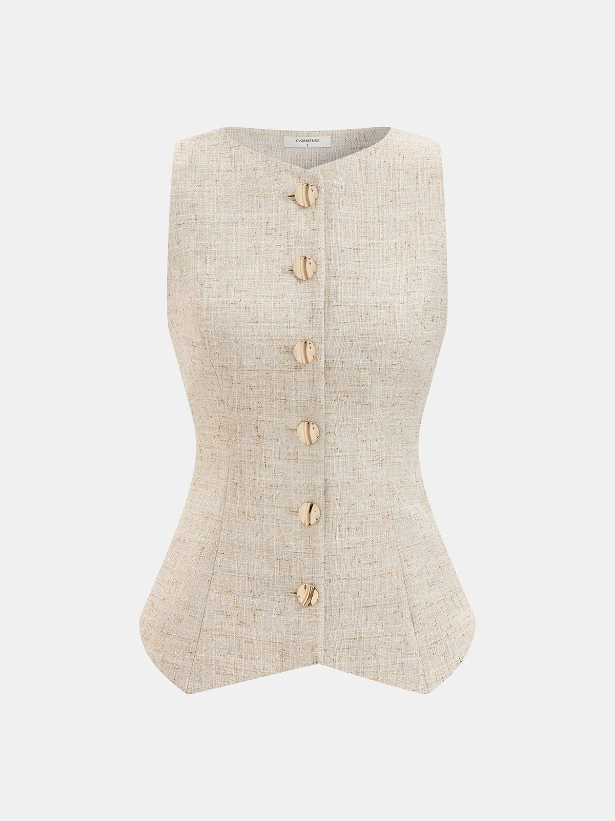 Tweed Buttoned Vest & Mini Shorts Set sold by COMMENSE product image thumbnail 3