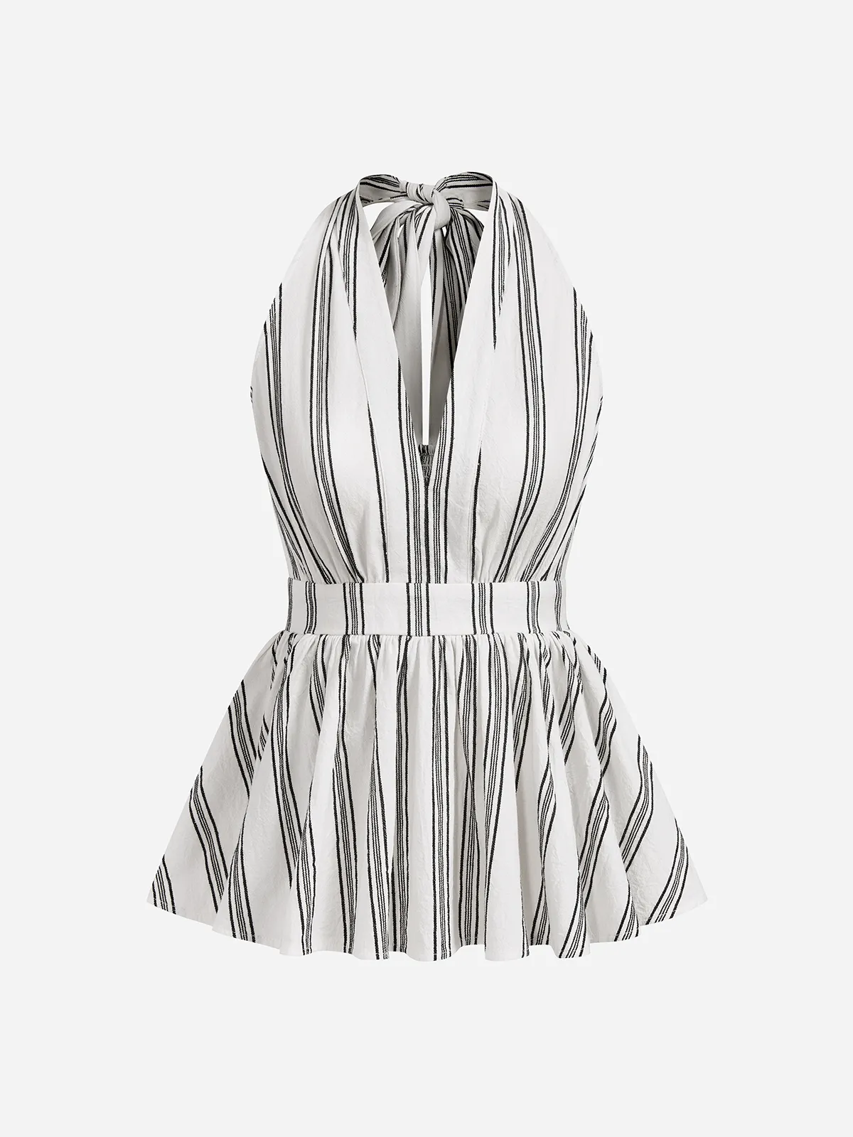 Cotton Striped Halter Peplum Tank Top sold by COMMENSE product image thumbnail 2
