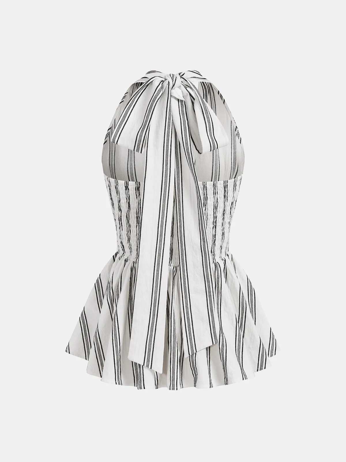 Cotton Striped Halter Peplum Tank Top sold by COMMENSE product image thumbnail 3