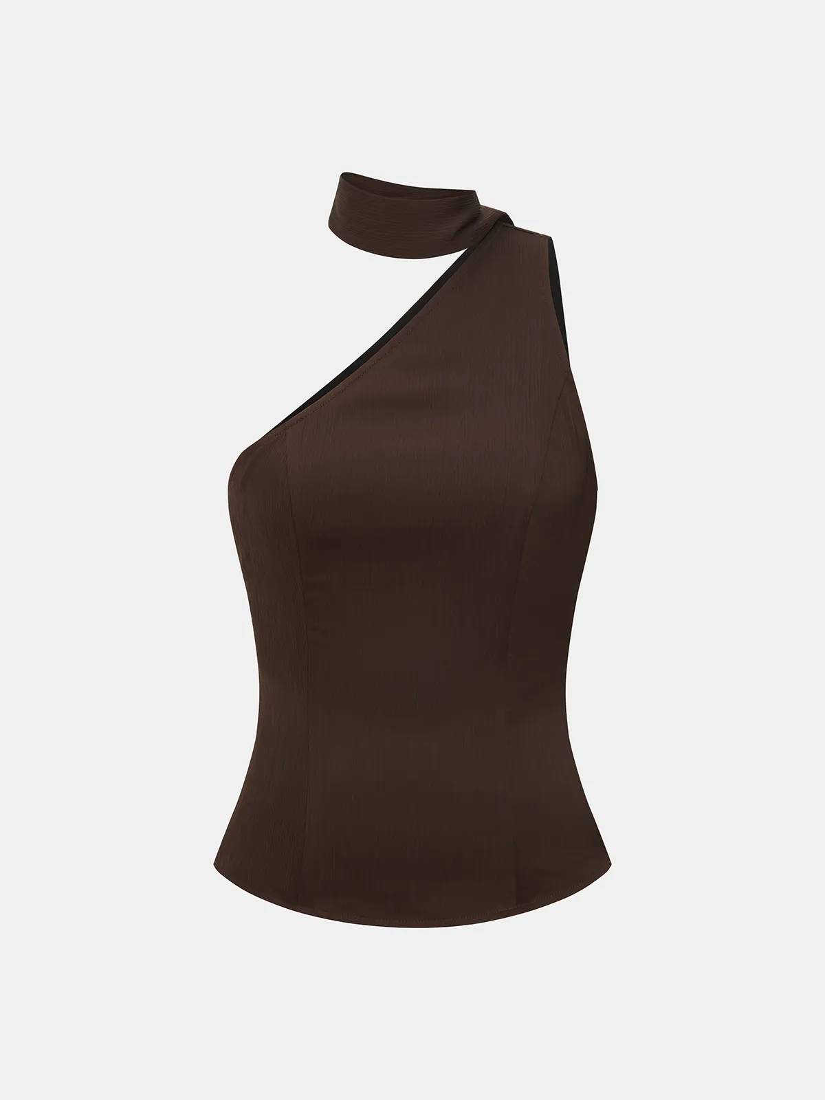 One-Shoulder Halter Tie Fitted Top sold by COMMENSE product image thumbnail 2