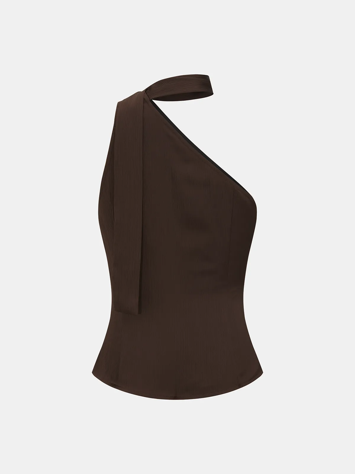 One-Shoulder Halter Tie Fitted Top sold by COMMENSE product image thumbnail 3