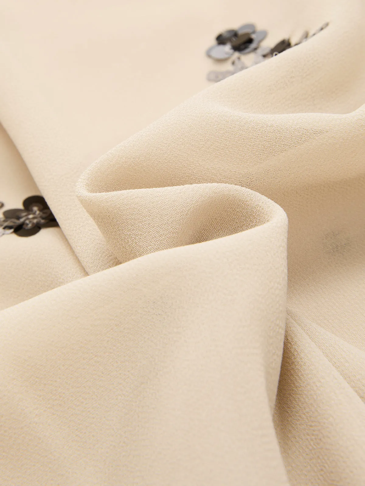 Sequin Floral Mock Neck Smocked Waist Blouse sold by COMMENSE product image thumbnail 4