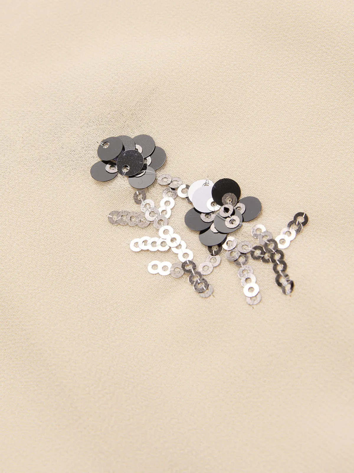 Sequin Floral Mock Neck Smocked Waist Blouse sold by COMMENSE product image thumbnail 5