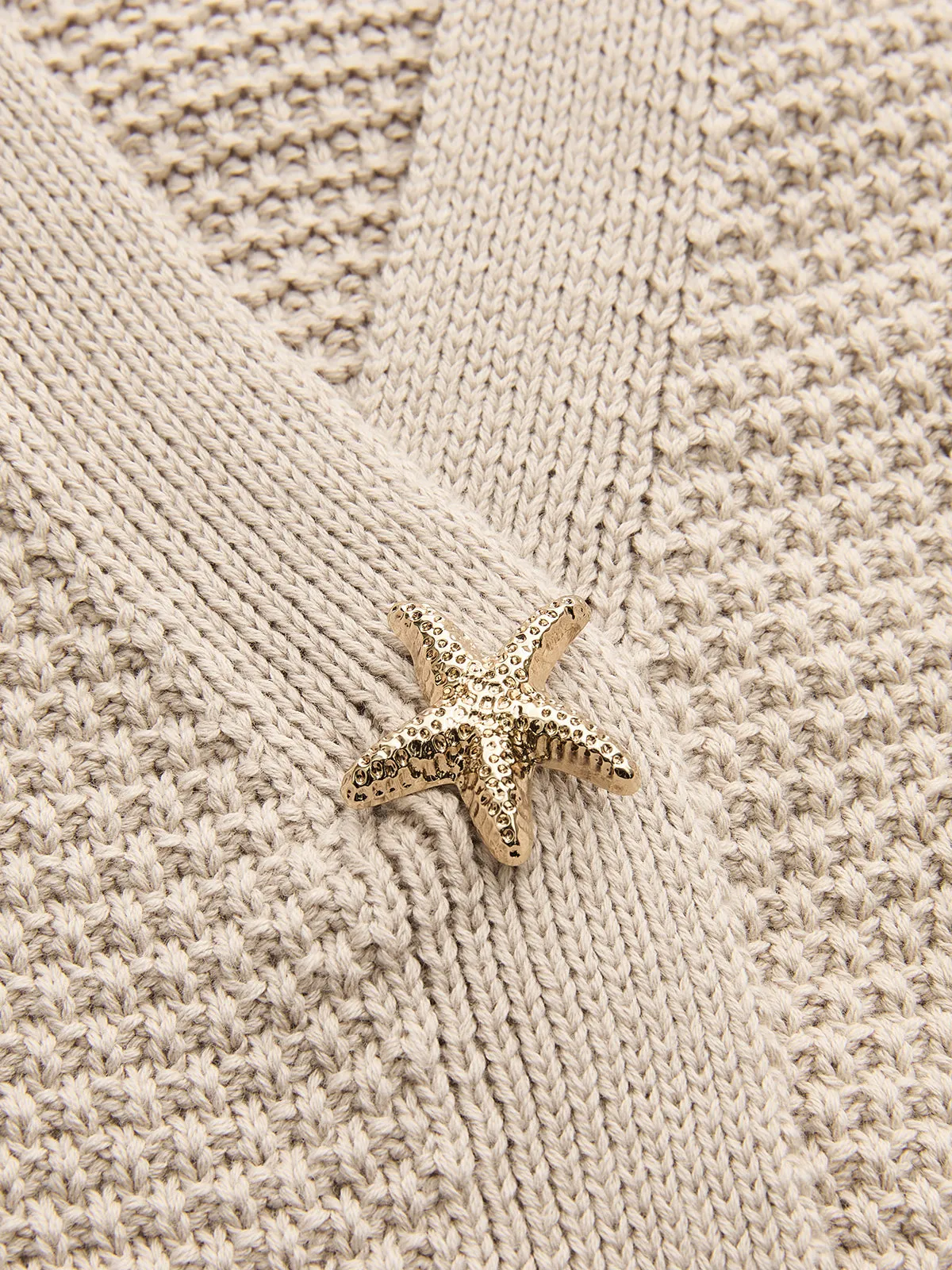 V-Neck Short Sleeve Starfish Button Cardigan sold by COMMENSE product image thumbnail 4