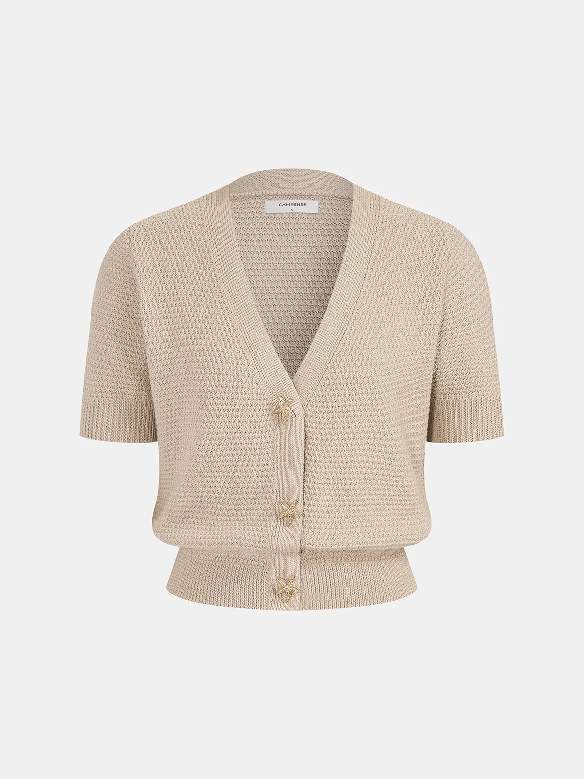 V-Neck Short Sleeve Starfish Button Cardigan sold by COMMENSE