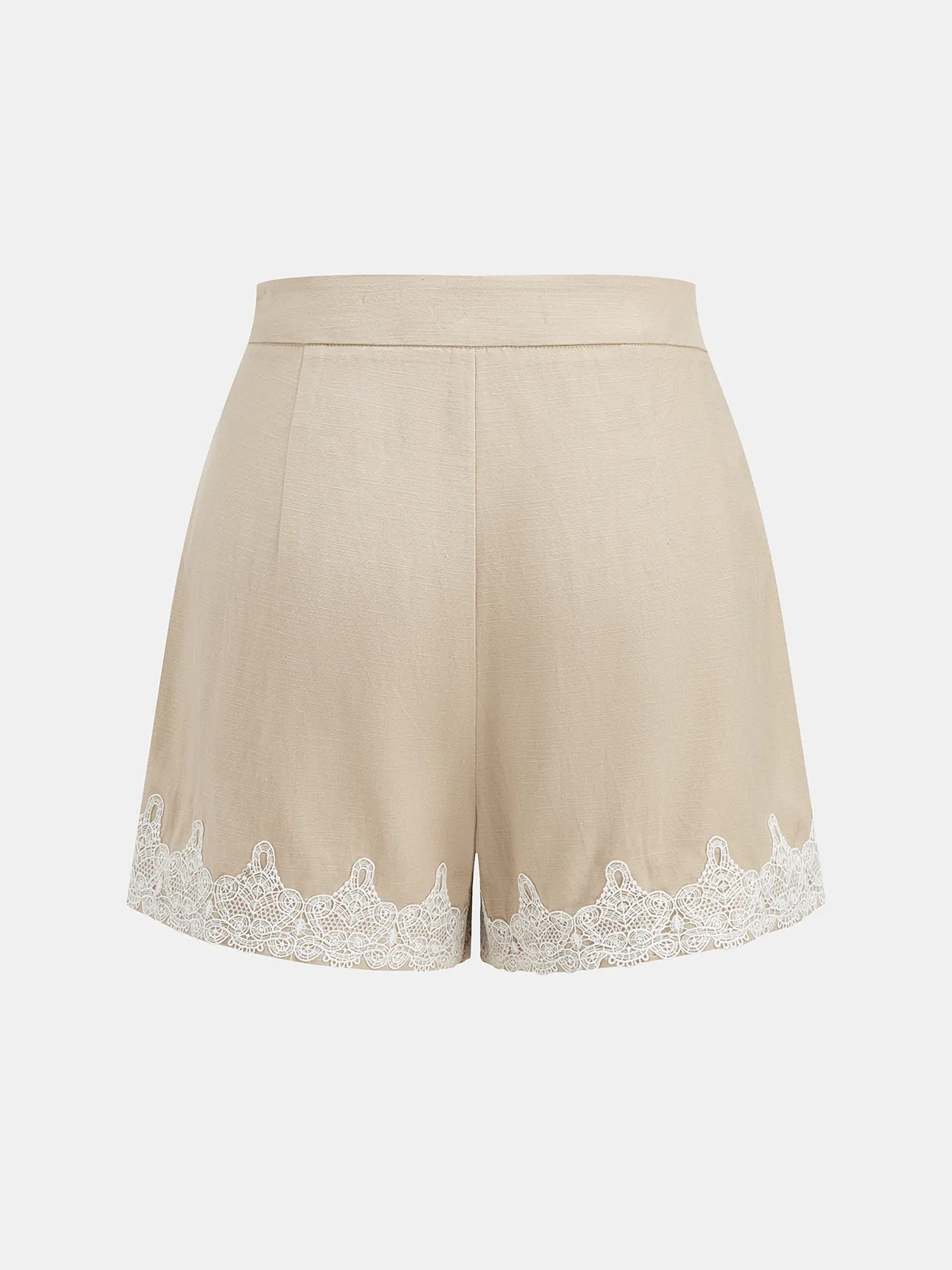 Linen Blend Lace Trim Shirt & Shorts Set sold by COMMENSE product image thumbnail 5