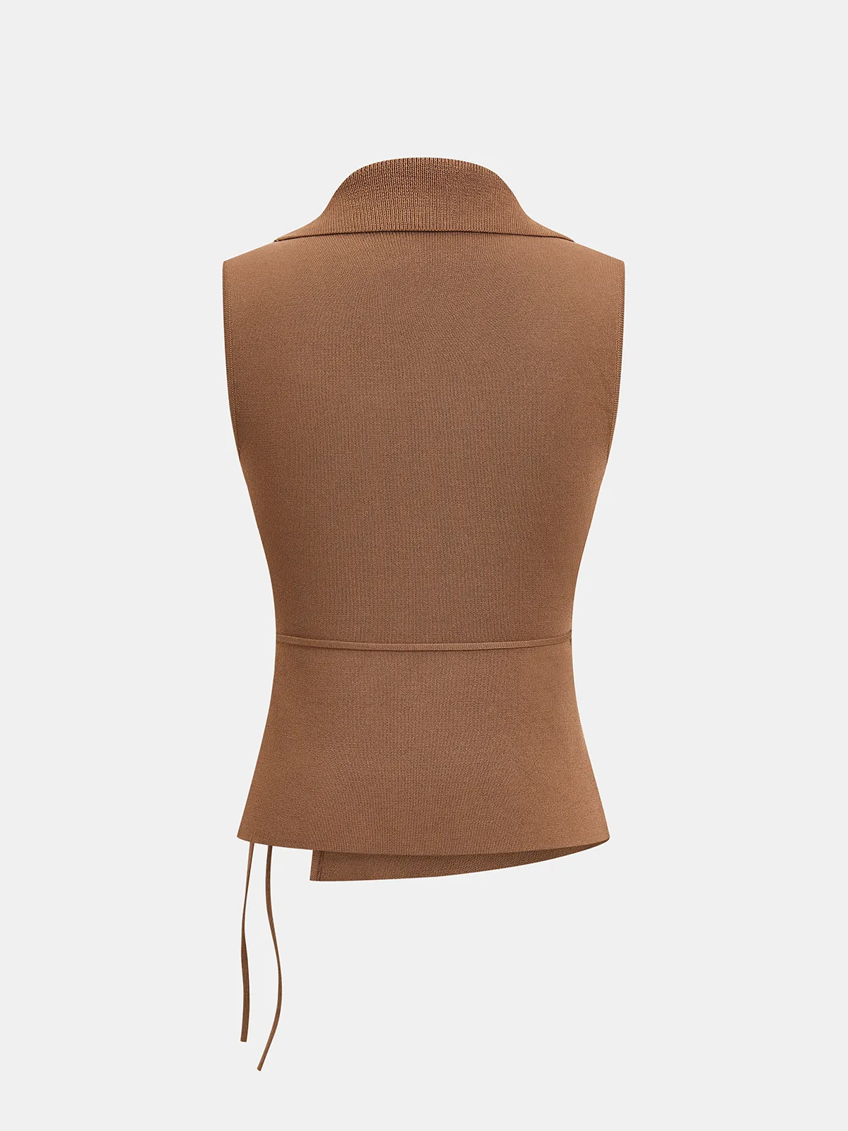 Collared Wrap Tie Sleeveless Knit Top sold by COMMENSE product image thumbnail 2