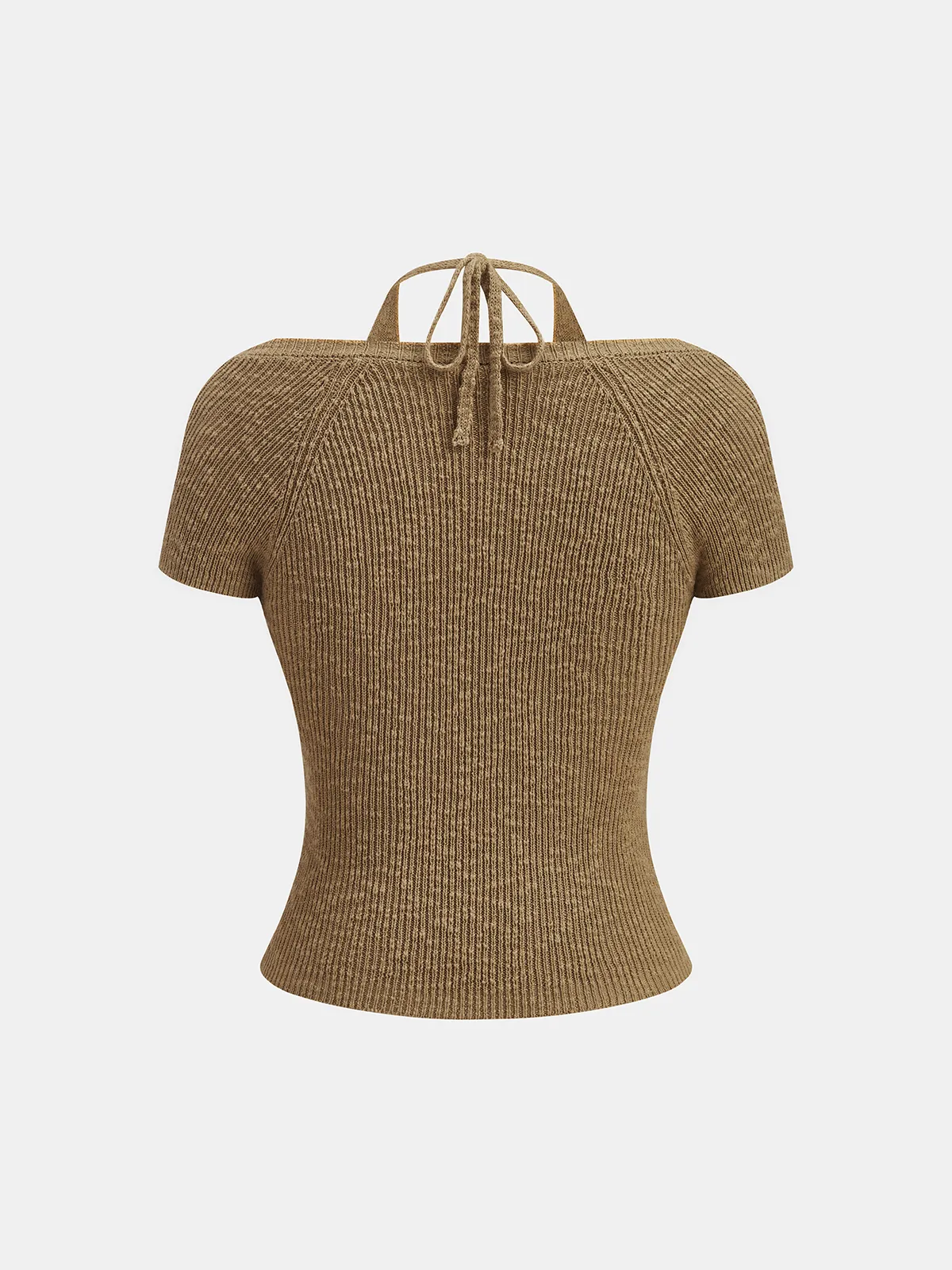 Halter Wrap Short Sleeve Knit Top sold by COMMENSE product image thumbnail 2