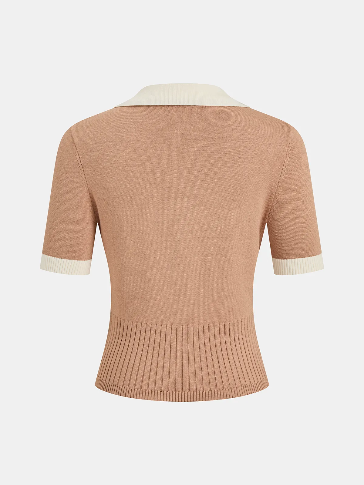 Collared Contrast Trim Button-Front Knit Top sold by COMMENSE product image thumbnail 2