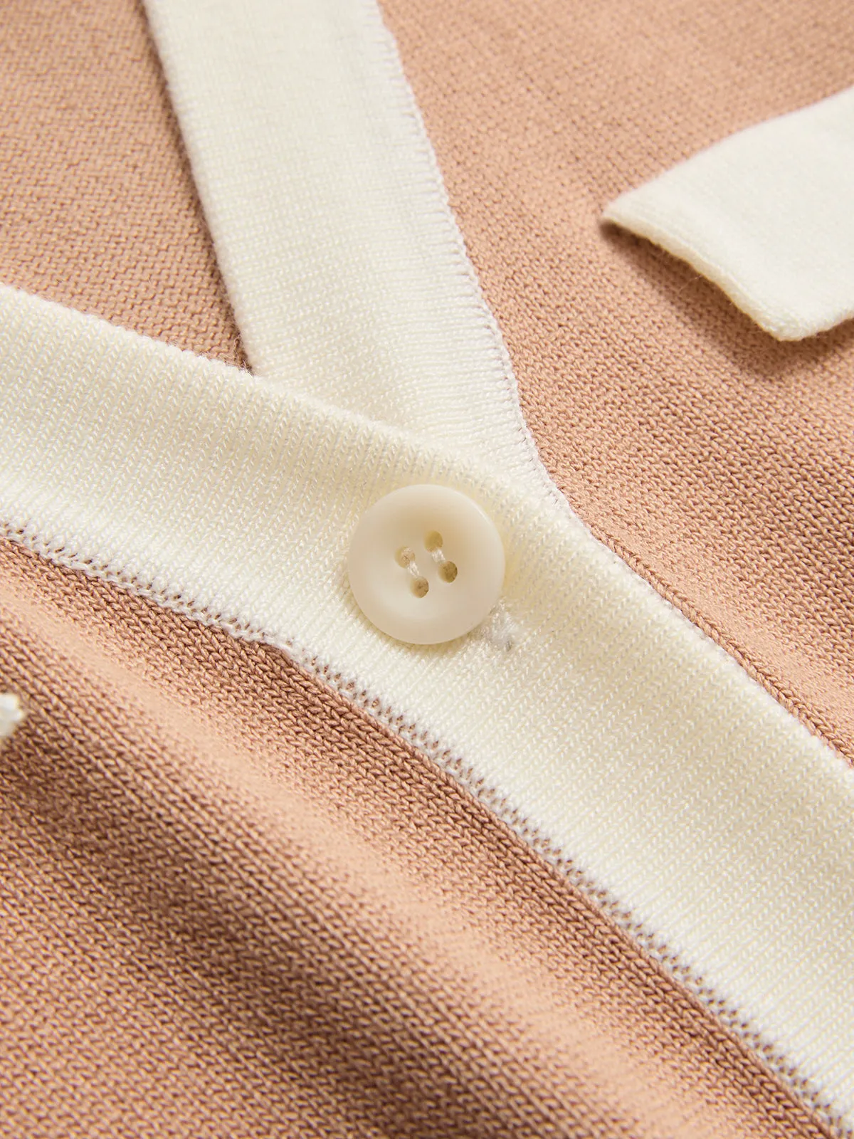 Collared Contrast Trim Button-Front Knit Top sold by COMMENSE product image thumbnail 4