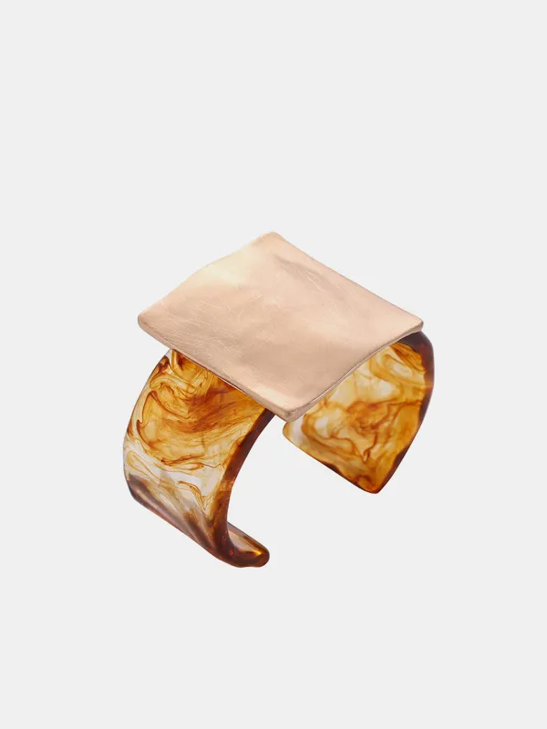 Square Metal Accent Tortoiseshell Cuff Bracelet sold by COMMENSE