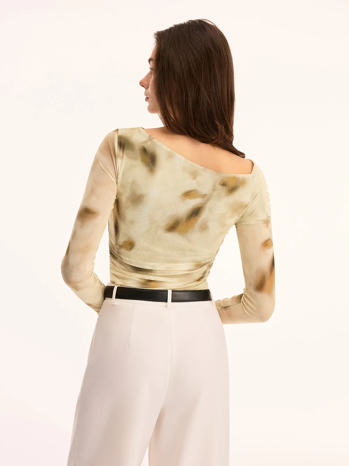 Tie Dye Ruched Sheer Long Sleeve Top sold by COMMENSE product image thumbnail 5