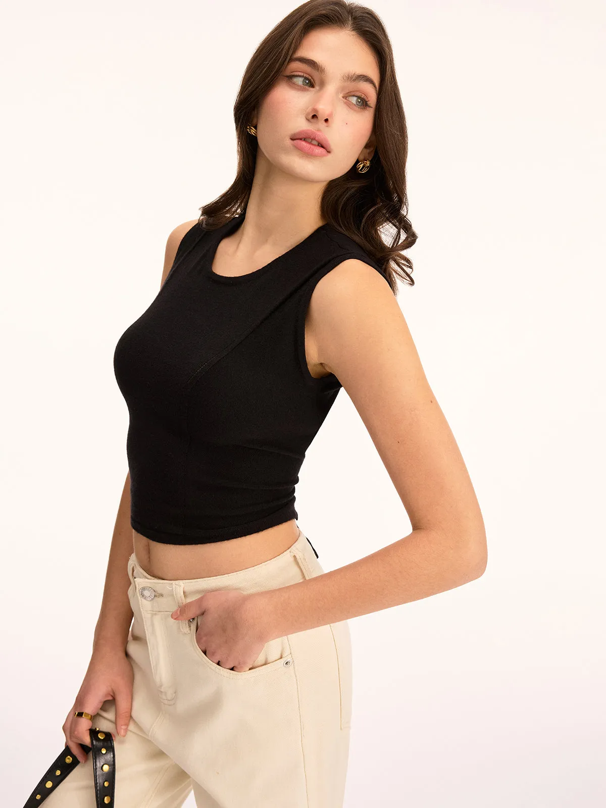 Back Lace-Up Sleeveless Crop Top sold by COMMENSE product image thumbnail 3