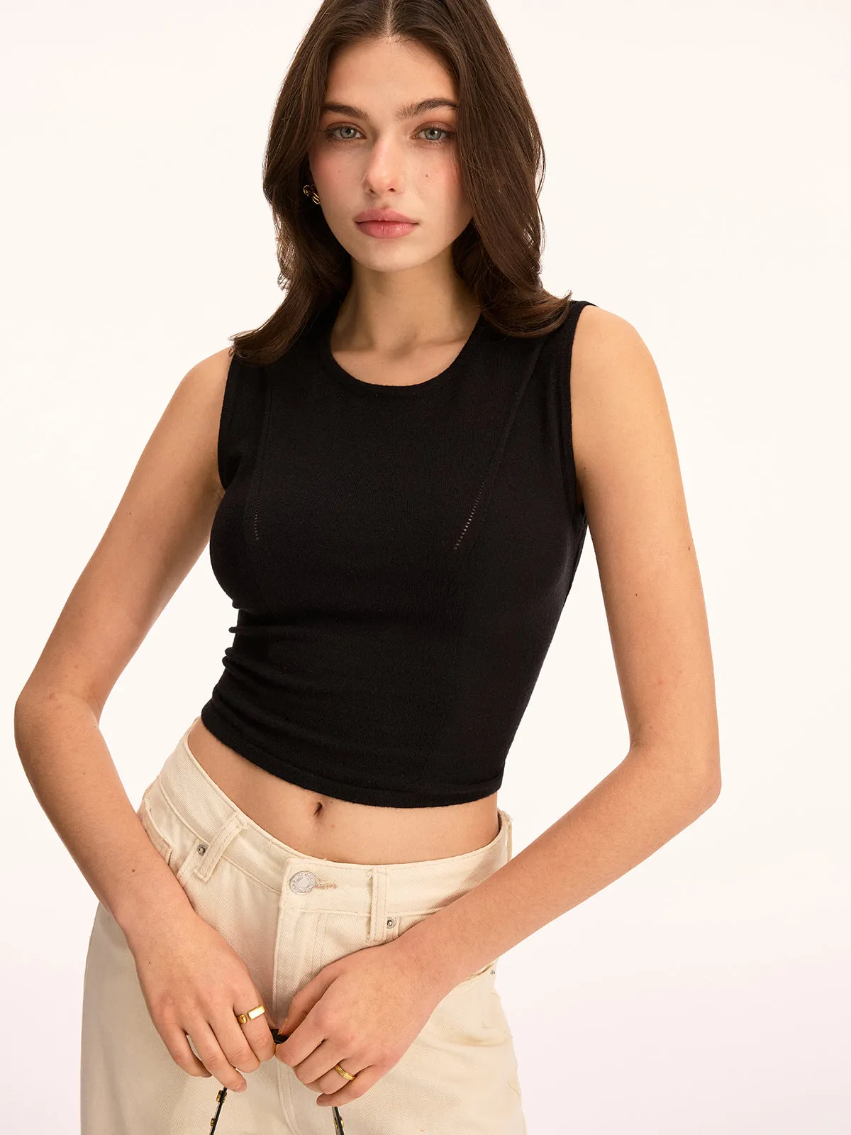 Back Lace-Up Sleeveless Crop Top sold by COMMENSE product image thumbnail 5