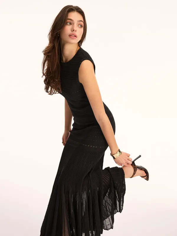 Sleeveless Crochet Knit Maxi Dress sold by COMMENSE