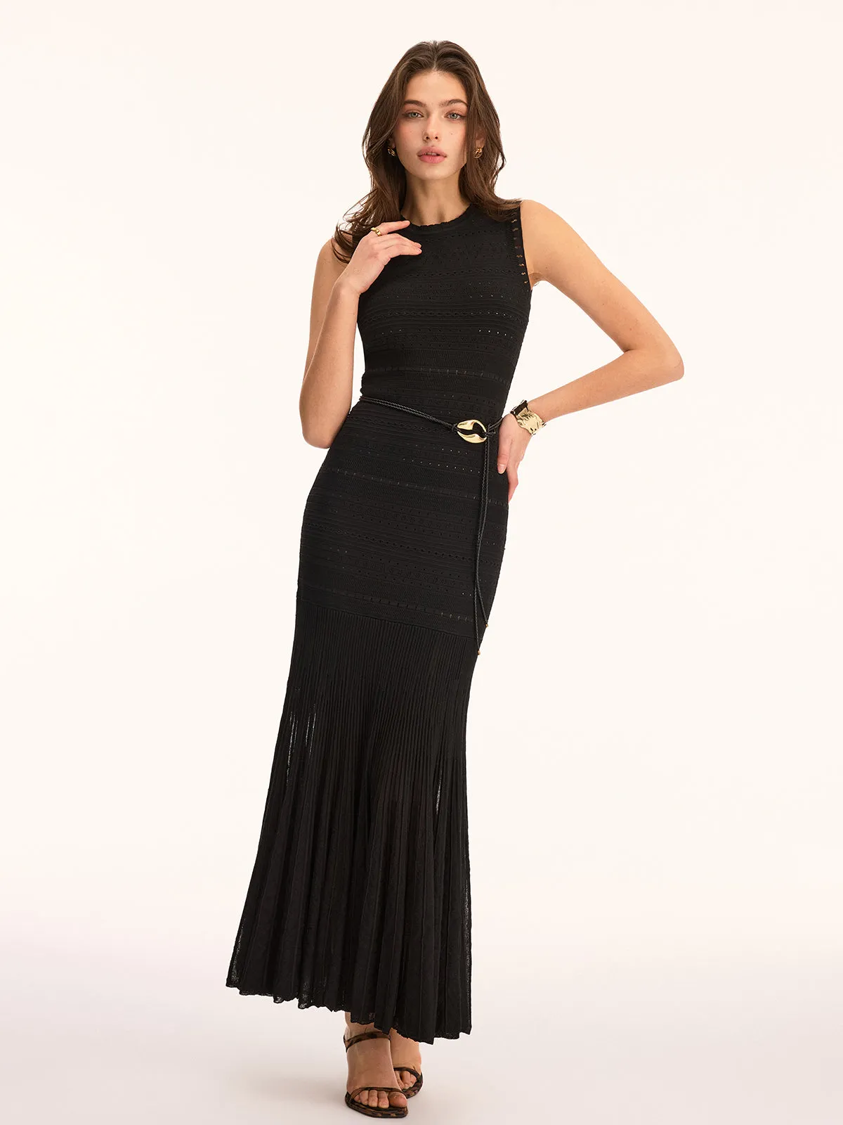 Sleeveless Crochet Knit Maxi Dress sold by COMMENSE product image thumbnail 2