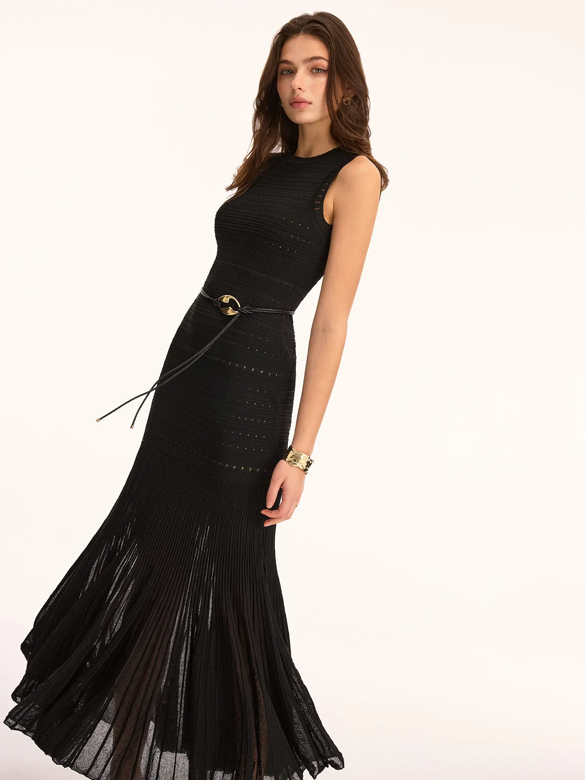 Sleeveless Crochet Knit Maxi Dress sold by COMMENSE product image thumbnail 3