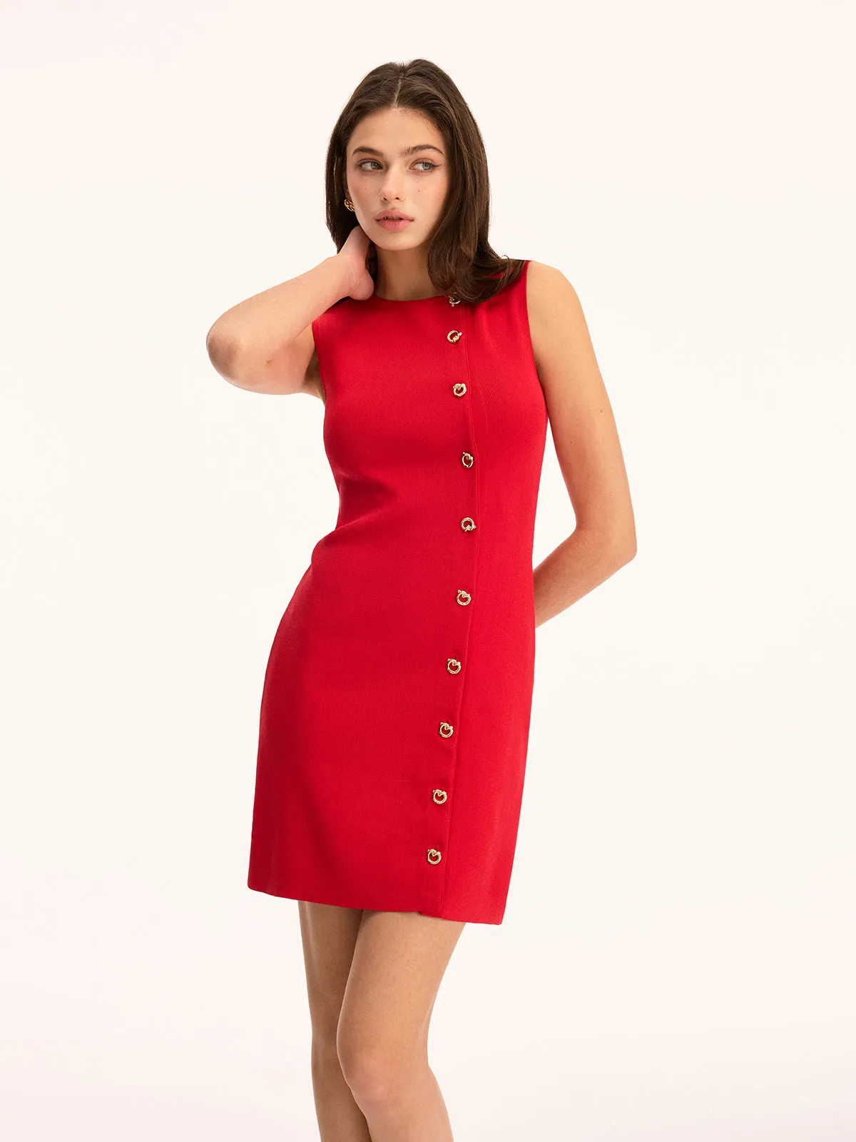 Sleeveless Button-Front Sheath Mini Dress sold by COMMENSE product image thumbnail 2