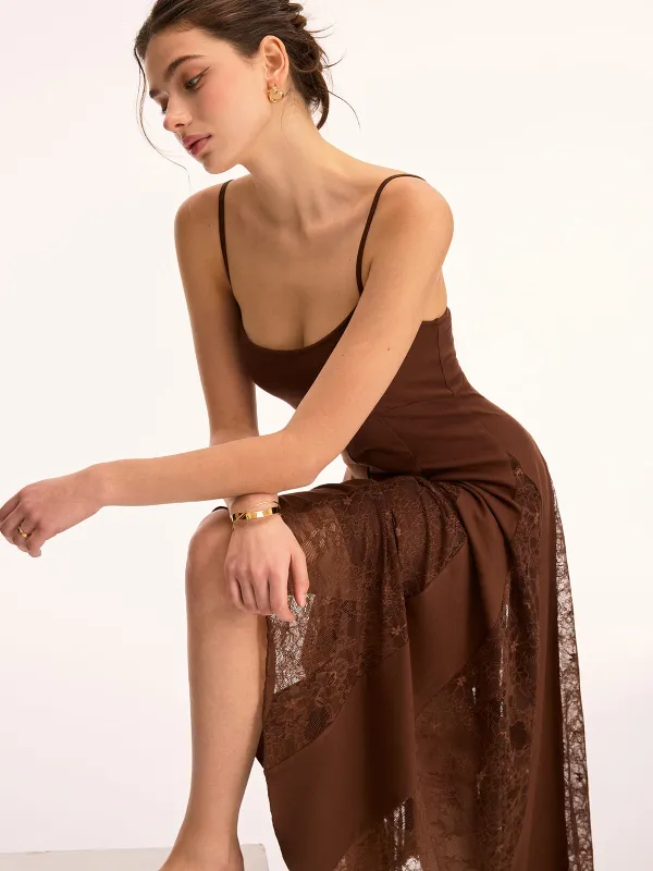 Lace Panel Cami Maxi Dress sold by COMMENSE