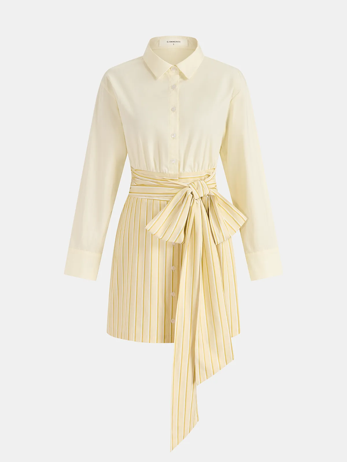 Cotton Striped Tie-Waist Shirt Dress sold by COMMENSE product image thumbnail 2