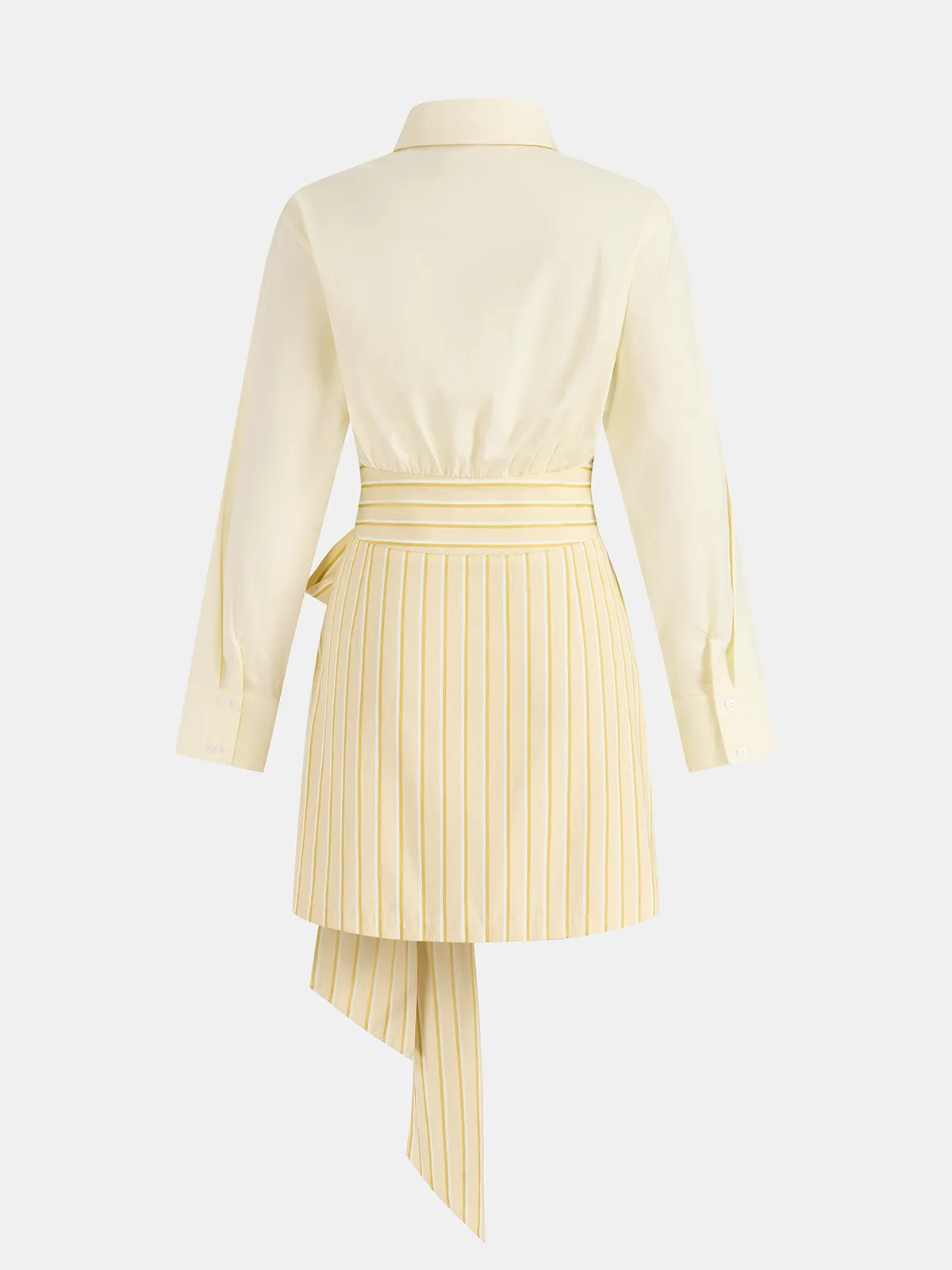 Cotton Striped Tie-Waist Shirt Dress sold by COMMENSE product image thumbnail 3