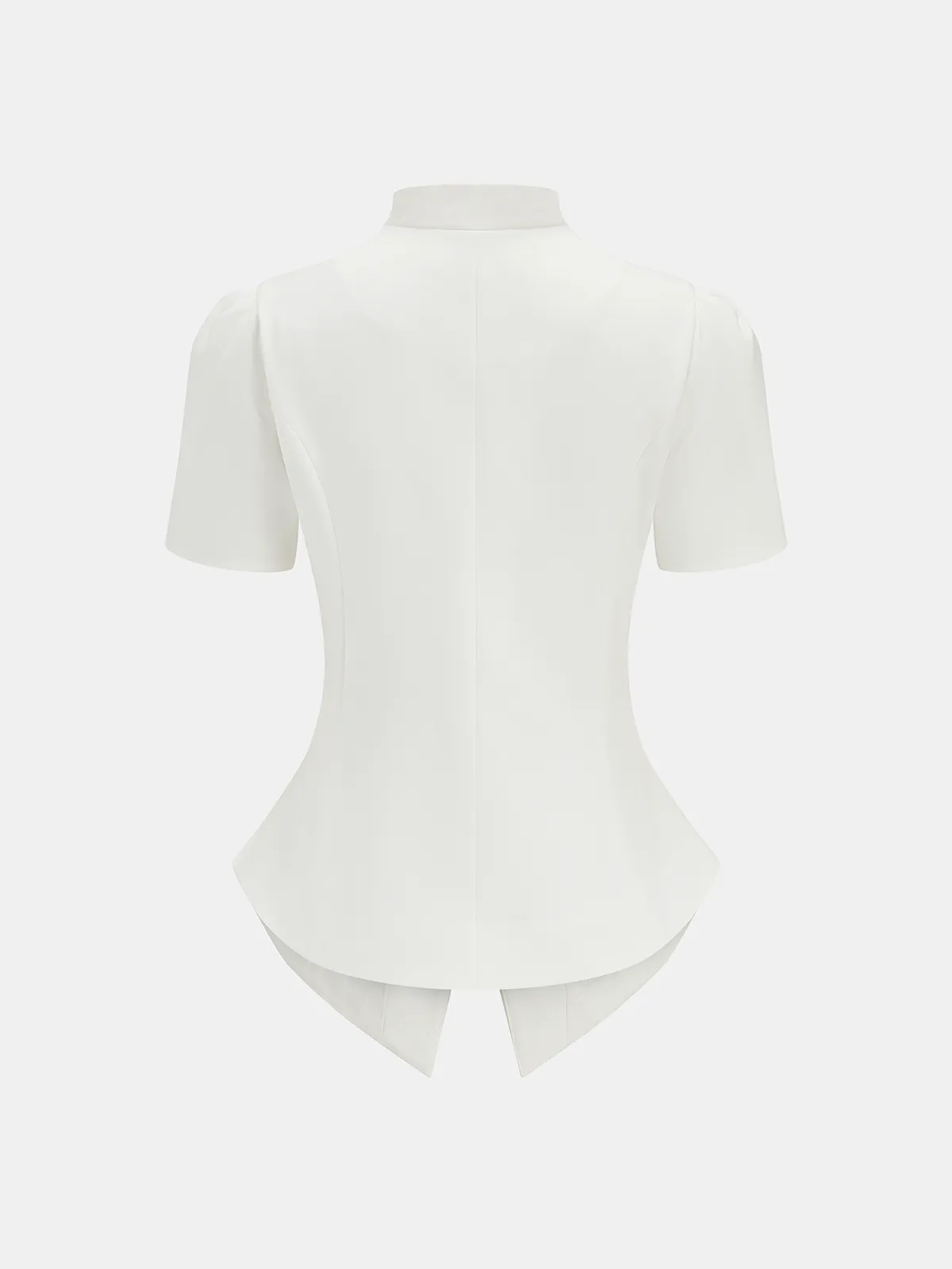 Short Sleeve Stand Collar Buttoned Slim Blouse sold by COMMENSE product image thumbnail 3