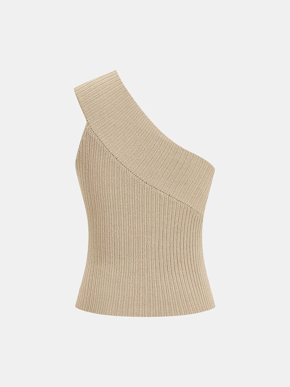 One Shoulder Ribbed Knit Tank Top sold by COMMENSE product image thumbnail 3