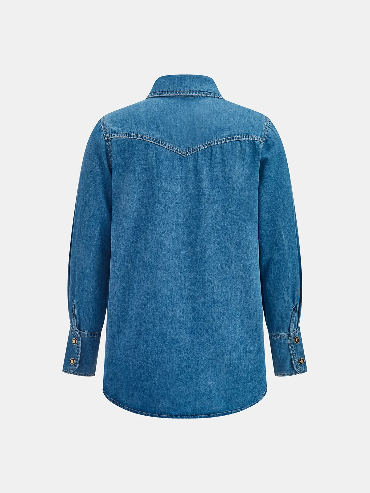 Knot-Front Studded Denim Shirt sold by COMMENSE product image thumbnail 2